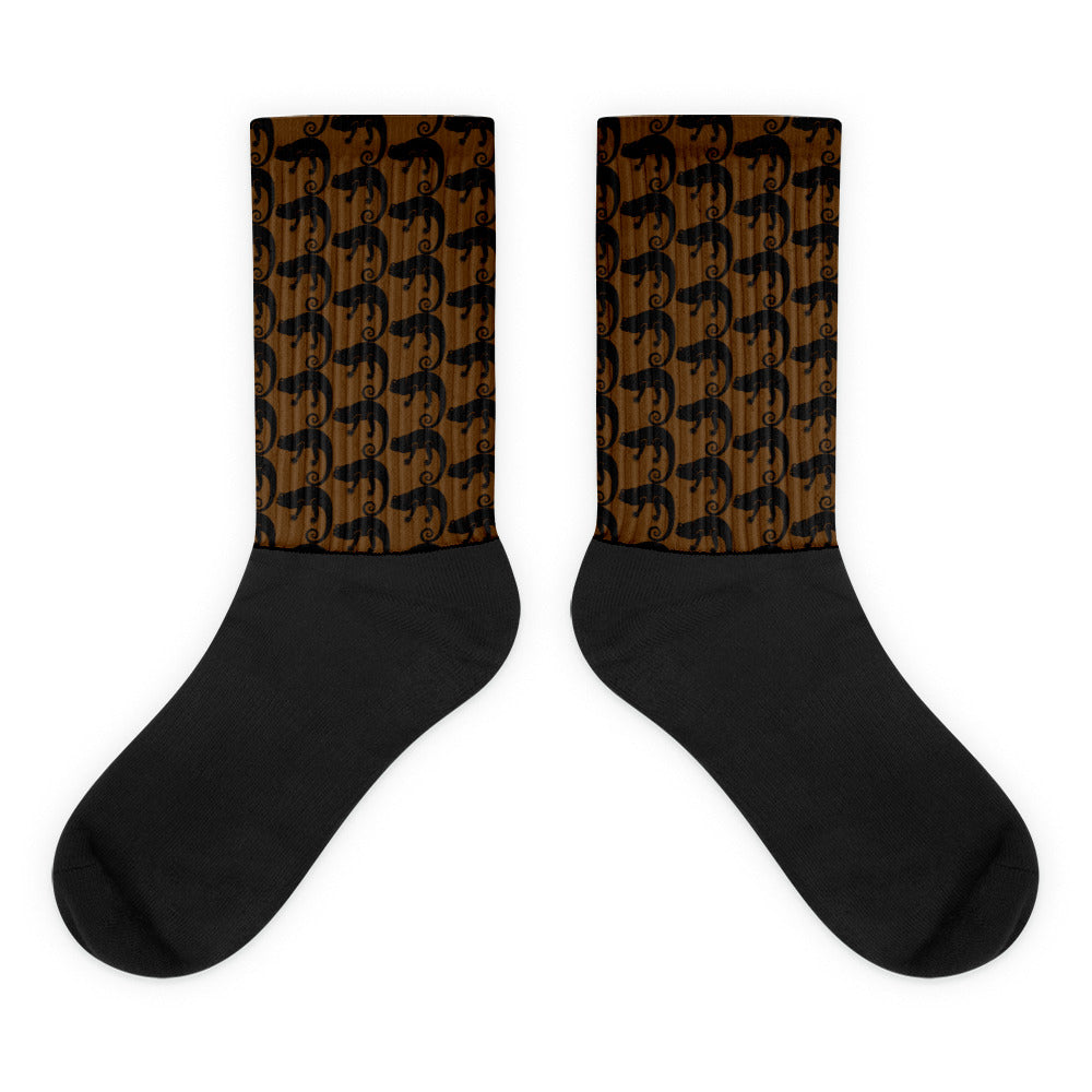 Chameleon Unleashed Logo Monogram Unisex Socks (Chocolate)