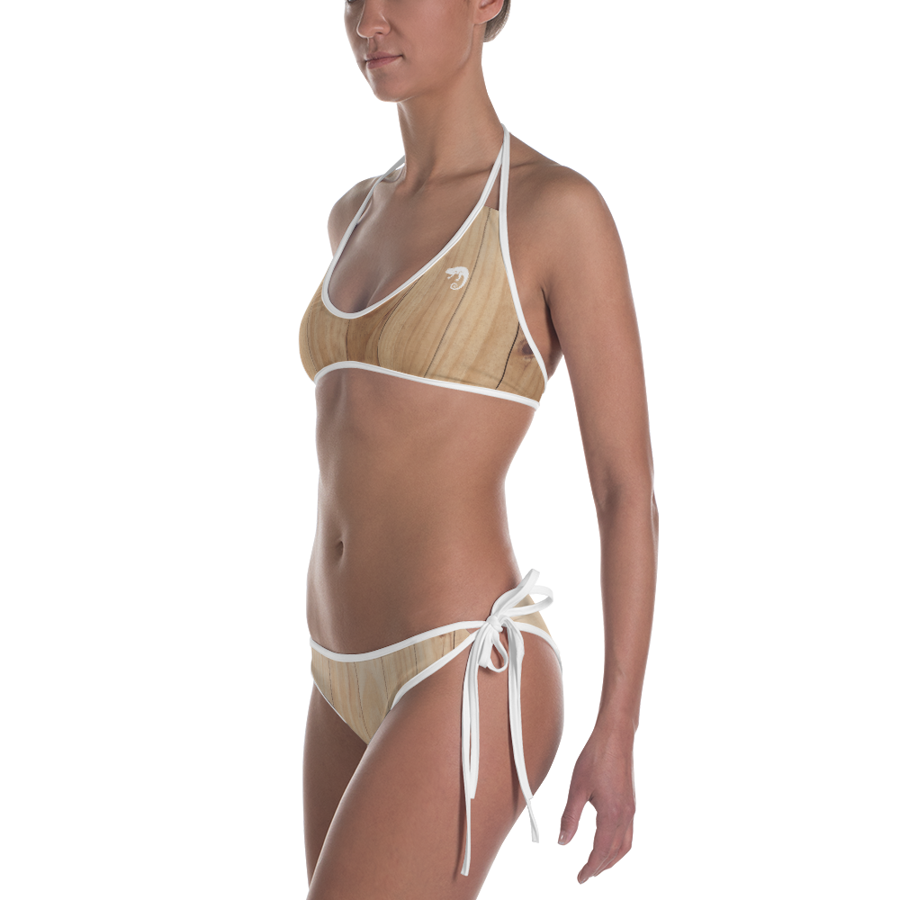 Chameleon Unleashed Natural Woodkini Logo Bikini Swimsuit