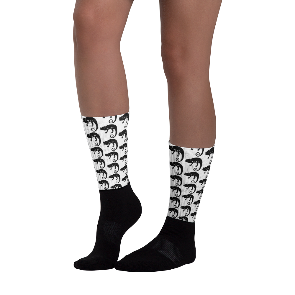 Chameleon Unleashed Logo Monogram Unisex Socks (White)